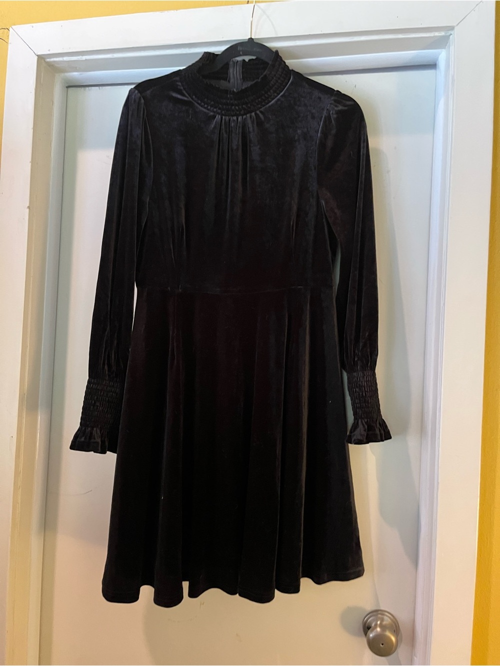 Baltic Born Black Velvet Long-Sleeve A-Line Dress